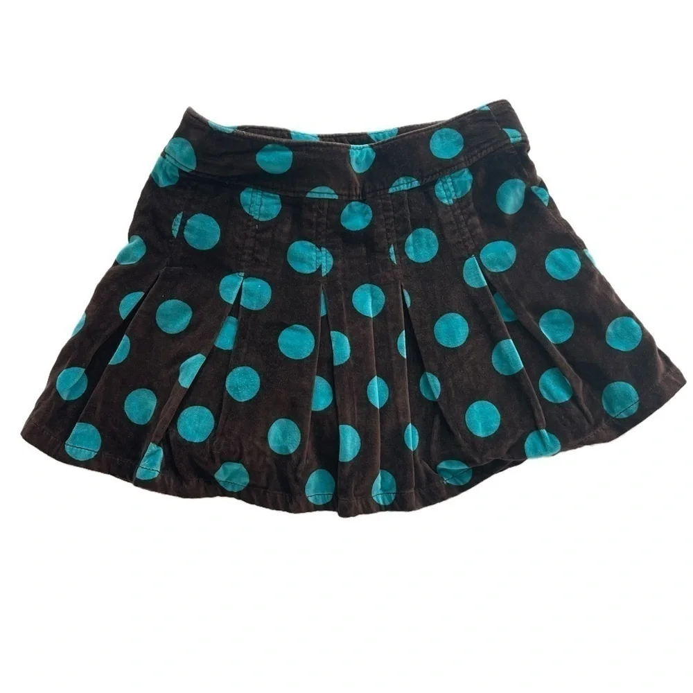 GAP KIDS  Velvet Brown Teal Polkadot Skirt - Size 8
